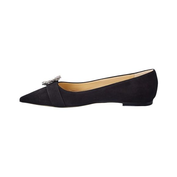 Jimmy Choo Saresa Suede Flat, Black - Picture 2 of 5